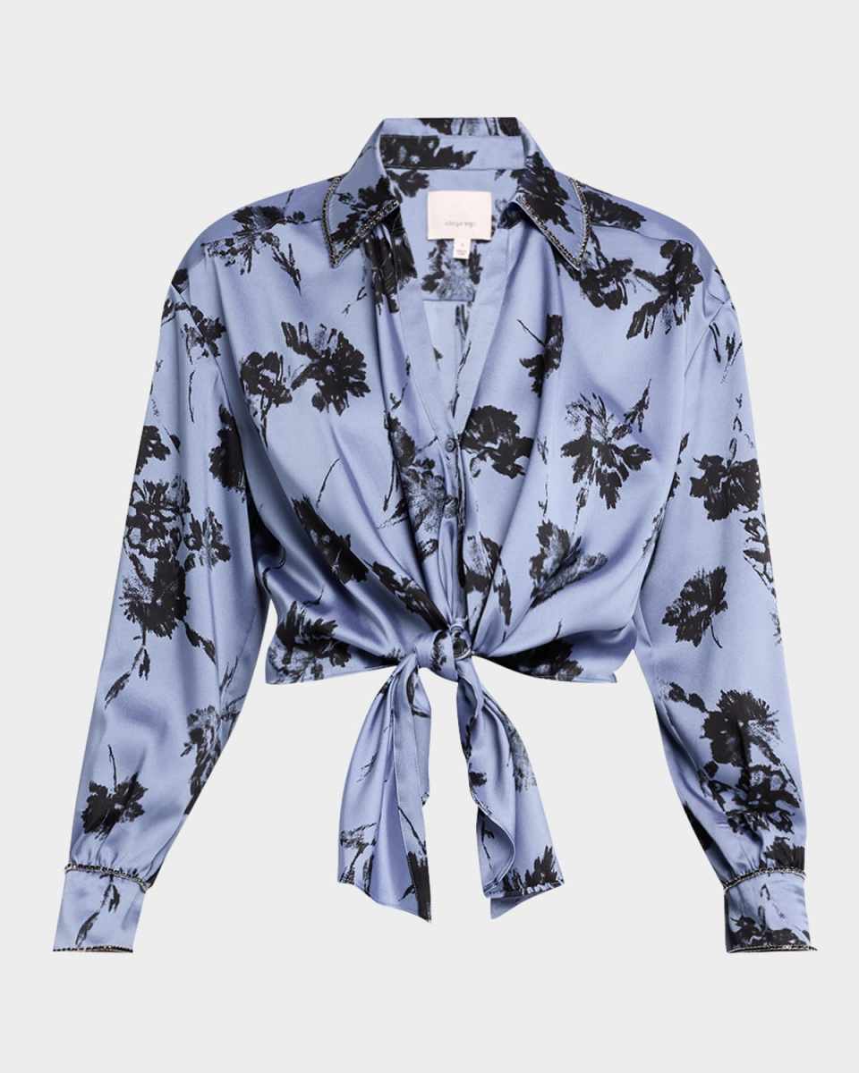 Marianna Embellished Satin Carnation Top